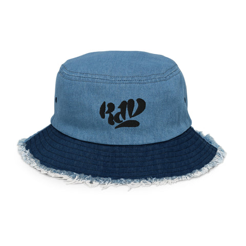 RAD Distressed denim bucket hat